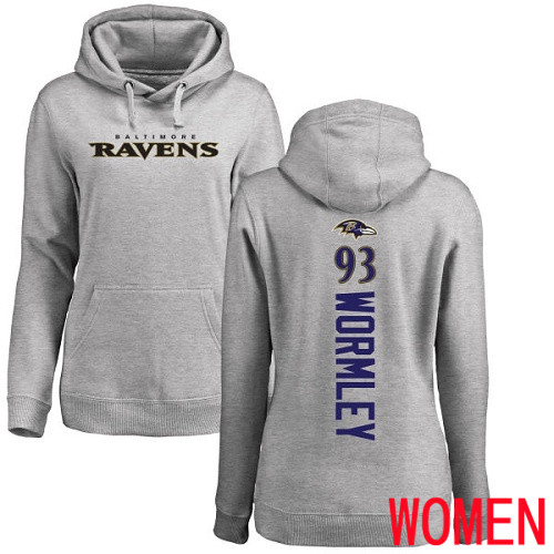 Baltimore Ravens Ash Women Chris Wormley Backer NFL Football #93 Pullover Hoodie Sweatshirt